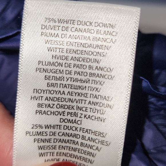 Polo Ralph Lauren Navy Ruffle Hem Quilted Down Puffer Coat Jacket Girls Lrg - Picture 11 of 11